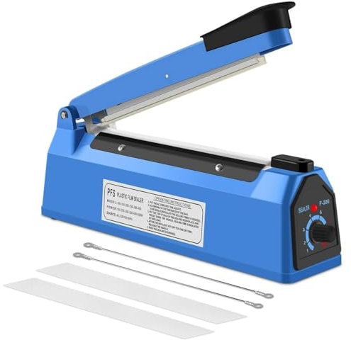 Impulse Sealer Machine, 200mm Impulse Heat Sealer Machine Manual Bags for Plastic Bags PE PP Bags with Extra Replace Element Grip