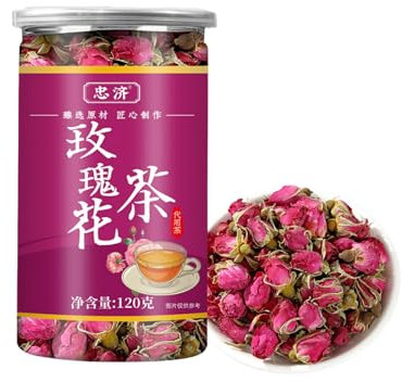 BaiLiSnacky Rosenblüten - Rosentee 120g Rosenknospen getrocknete essbar lose 100% reiner und natürlicher natürlicher verführerisch-blumiger Geschmack