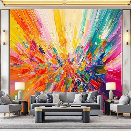 3D Mural Wallpaper for Living Room, Bedroom, Kids Room Abstract Wind – Large Photo Mural for Tv Background Wall Paint Lines Radial Patterns Non-Woven Art Decor Poster 350 X 256 Cm