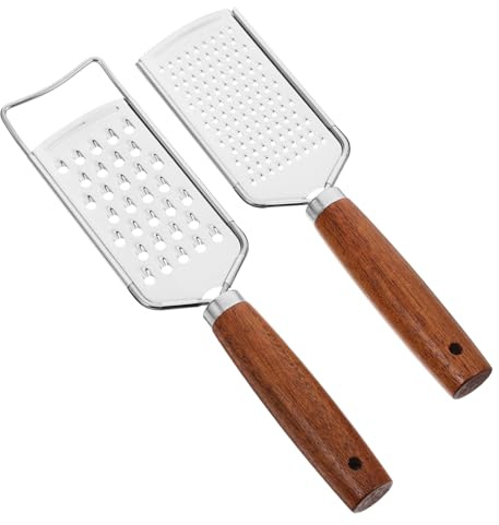 Cabilock 2 Stück Teiliges Käse und Ingwerreibe mit Ergonomischem Holzgriff Vielseitig für Käse Kartoffeln Gemüse Spülmaschinengeeignet Langlebiger Küchenhelfer