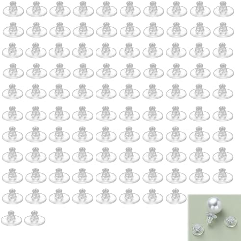 100 Paquetes de Tapones Transparentes de Goma de Seguridad para Pendientes - Cierres de Respaldo Flexibles y Cómodos, para Prevenir Pérdidas tuercas de silicona para pendientes，tuercas pendientes