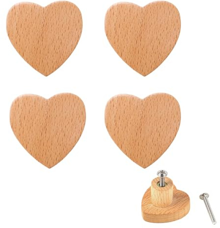ZesNxj 4 Stück Schrankgriffe Holz, Kommodenknöpfe, Griffe Kommode mit Schrauben für Dekoration, Möbelknöpfe Holz für Küche, Schlafzimmer, Schubladen, Kommoden, Kleiderschrank, Möbel