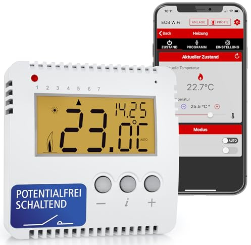ELEKTROBOCK PT14-NP-P WiFi - Smart WLAN Raumthermostat 230V - Heizungssteuerung per APP – Aufputzmontage - 16 A potentialfrei - Einstellbare Wochenprogramme und Zusatzfunktionen