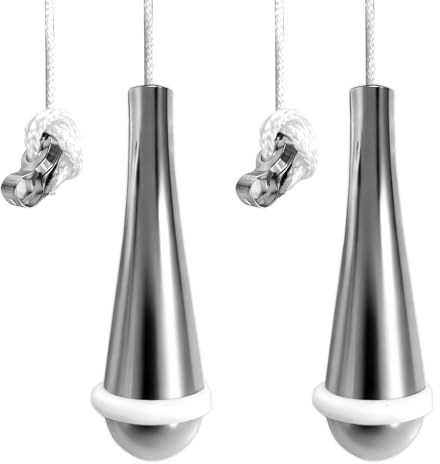 2 Pack Bathroom Light Pull Cord Handle with 150cm White Nylon String | Teardrop Chrome Pull Cord Light Switch, Ceiling Light Pull Handle for Bathroom Toilet Light Lights Fan Switch