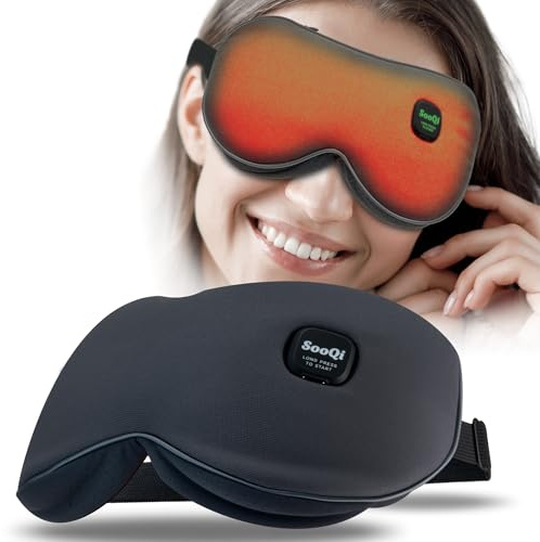 SooQi 2026 Rechargeable Heated Eye Mask - Cordless, Weighted Compress for Dry Eyes, Eye Fatigue, Sleep & Travel