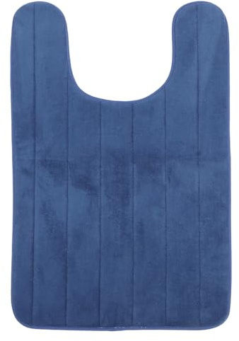 Gadpiparty Alfombra Baño Antideslizante U Forma de Inodoro con Memoria de Coral Absorbente y Suave Tapete para Suelo de WC Azul Marino