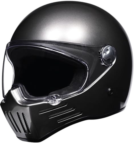 Caschi Integrali Moto Retrò per Uomini Adulti Donne Caschi Integrali Scooter ECEDOT Omologat Casco Crash Moto Modulare Caschi da Motocross ATV UTV Racing E,XXL(63~64CM)