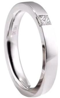 Ayoiow Trauringe Weissgold 585 mit 0,1 ct Diamant, Vorsteckring Gold 585 für Freundin Größe 56 (17.8)| 14K Weißgold | Trendiger Modeschmuck für Muttertag