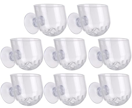 TOYANDONA Lot de 8 Pots Suspendus en Acrylique Transparent avec Ventouses Jardinières Murales Hydroponiques Ovales Petites Décor Aquarium Polyvalent pour Culture de Plantes Aquatiques et