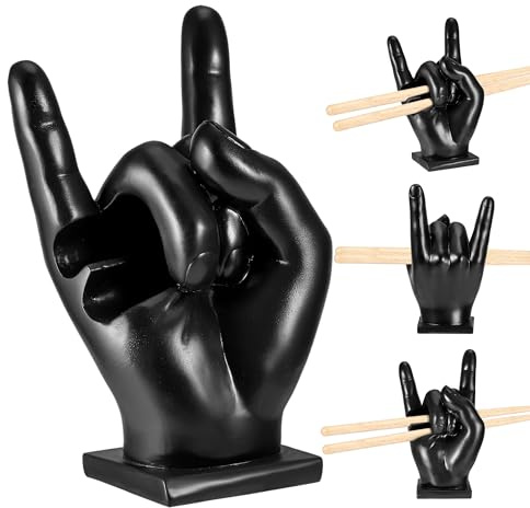 Drumstick Halter, Rock Hand Harz Schlagzeug Stick Halter mit Lustiger Geste | Feine Textur & Stabilem Sockel, Kreative Drum Sticks Ständer, Schlagzeug Zubehör, Geschenke für Schlagzeuger Wohnaccessoires
