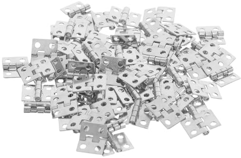 WOONEKY Lot de 100 Charnières en Cuivre Massif 8x10 Mm Argentées Petites Charnières Décoratives pour Meubles Anciens Coffres en Bois et Boîtes à Bijoux et Silencieuses pour