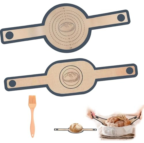 2 PCS Silicone Bread Sling for Dutch Oven with Silicone Brush – Reusable Non-Stick Bread Baking Mats with Long Handles for Easy Sourdough Bread Transfer, Bread Making Accessories