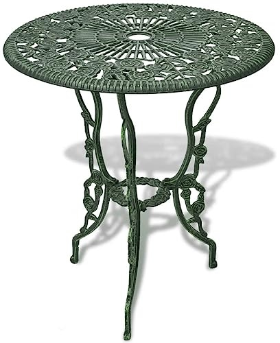 pokgdf Elegantes Bistro-Garnitur aus Aluminium für Terrasse, stabiles Bistro-Set mit gusseisernen Beinen für Balkon, Romantisches 3-TLG. Bistro-Set aus Aluminiumguss für den Garten