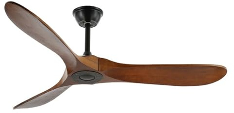 TRDEWR Ventilatore Da Soffitto In Legno Massello, Elettrico Silenzioso, Con Energia Eolica Forte, Ristorante For Ospiti Buoni Effetti Di Luce E Ombra(Black,48inch)