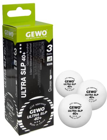 GEWO Ultra SLP Balles de Tennis de Table 3 étoiles en Plastique 40+ sans Coutures – Balles de compétition certifiées ITTF – 3 balles de Tennis de Table Professionnelles de qualité supérieure, Blanc,
