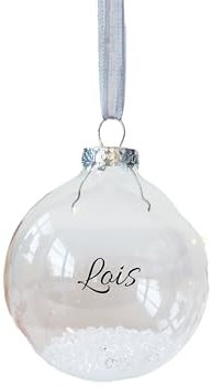 Personalised Crystal Filled Glass Bauble | Glass Name Bauble Filled with Sparkling Crystals | Handcrafted Festive Keepsake with Name