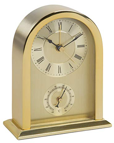WILLIAM WIDDOP Arched Mantel Clock Gold Aluminium Case