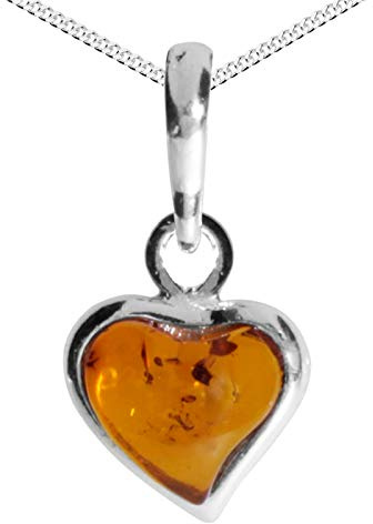 Kette mit Anhänger - kleines Herz - Silber 925/000 mit Bernstein