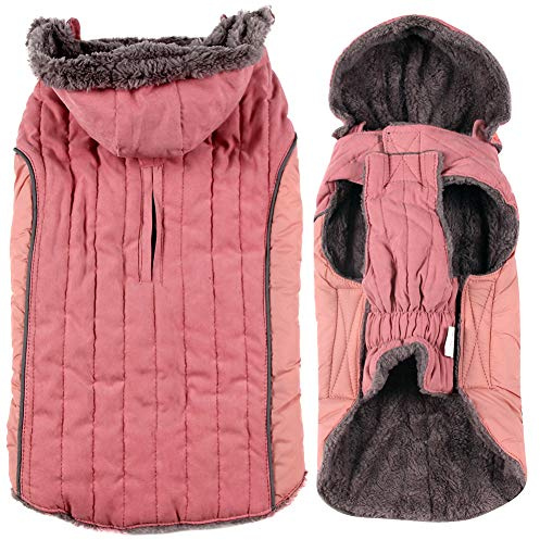 JoyDaog Warm Fleece Dog Hoodie for Small Dogs,Winter Puppy Coats,Pink S