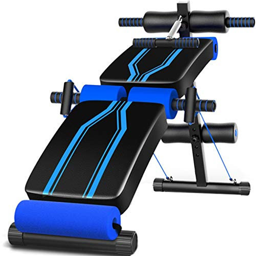 YHRJ Sit Up Bank Klappbarer Fitnessstuhl,Multifunktionale Hantelbank Für Männer Und Frauen In Rückenlage,Sit-up-Fitnessgeräte,Die 150 Kg Tragen Können (Color : Black+Blue, Size : 115 * 68 * 32cm)