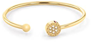 Tommy Hilfiger Jewelry Offenes Bangles Armband für Damen aus Edelstahl mit Kristallen - Erhältlich aus Gold, Nelkengold oder Silber