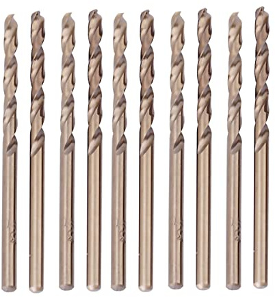 10 Piezas de Brocas Helicoidales HSS, Juego de Brocas HSS-CO, Brocas Helicoidales para Taladrar Metal, Juego de Brocas de Cobalto M35, para Taladrar en Acero Inoxidable, Hierro Fundido, Chapa,(5 mm)