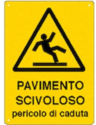 Social Crazy - Segnale di sicurezza per pavimenti scivolosi, 20x31 cm, Giallo, in Forex e Alluminio, stile informativo e di sicurezza, per avvertimento