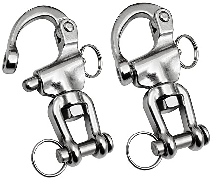 Necmetu Snap Shackle Sailing Halyard, 316 Stainless Steel Clevis Swivel Jaw Swivel Shackle, Quick Release Snap Hook for Sailing Rigging Shackles (2-3/4 Inch - 2Pcs)