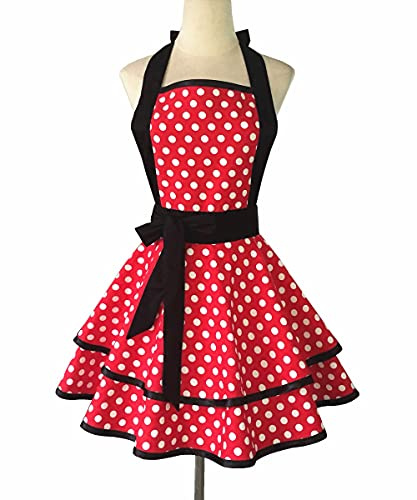 DNLKWGO Bequeme Baumwollschürze, Kittel, Küche, Kochen, Malerei, Lätzchen, niedliches Damenschürze, Kleid