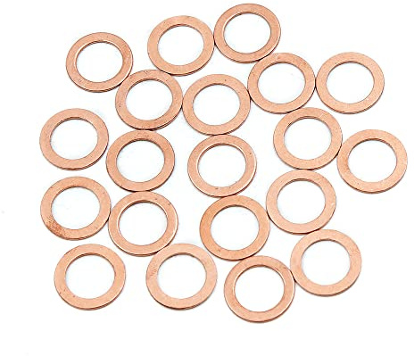 A ABSOPRO Cuivre Rondelle M12 x 18mm x 1mm Plat Anneau Joint étanchéité (Ensemble de 20)