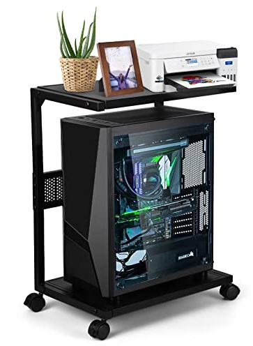 Whchiy PC Tower Ständer Computer Ständer 2 Schicht für Schreibtisch | CPU Halterung mit Rollen