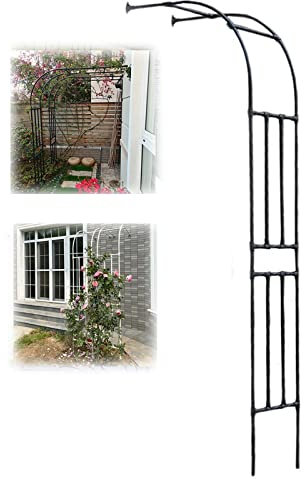 Metal Arco Per Rose Arco Per Giardino Piante Rampicanti Nero/Bianco Traliccio Per Rose Esterni Mezzo Lato Arco Padiglioni Da Giardino Decorazione(Nero,60x240cm/2.0x7.9ft)