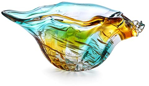 Muschelvase aus mundgeblasenem Glas, handgefertigt, Muschel-Potpourri-Halter, Kunstglas, Muschelfigur, Sammlerstücke, einzigartige Muschelschale für Heimdekoration für Mütter und Frauen, bunt, 22,9 cm