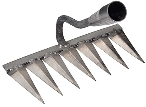 Jimtuze Râteau À Déchaumeur en Métal Dents Acier Au Carbone, Jardin Robuste - Râteau Jardin Creuse en Acier Trempé Râteau Déchaumeur, Main Carbone pour Déchaumage, Désherbage, Culture
