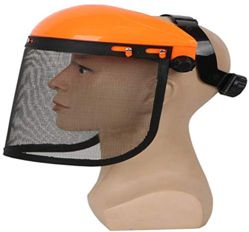Casco de seguridad con visera de malla, casco protector para troncos, desbrozadoras, silvicultura (rojo)