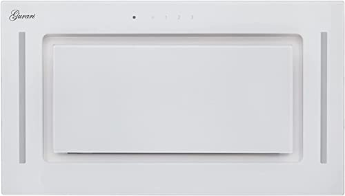 Gurari 217 WH 52 Pr, hotte de plafond 52 cm blanche encastrée avec bloc de ventilation, cadre en verre, 3 niveaux, 1000 m³/h, hotte encastrée, télécommande