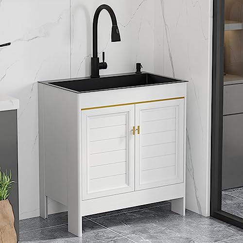 Mobile Lavanderia con Lavatoio,Lavandino da Esterno,Lavello in Acciaio Inox 1 Vasca Autoportante con Rubinetto,Kitchen Sinks,Lavabo con Mobile portaoggetti per Cucina Interno Esterna da Giardino (col