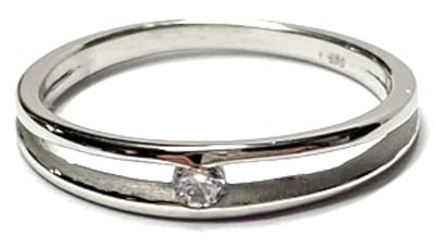 Ring 585/- Weißgold Zirkonia Glanz Solitärring Verlobungsring #56