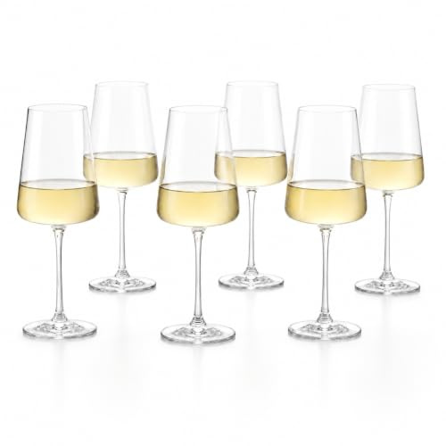 Rona2serve Weißweingläser 6er Set I Moderne Weingläser spülmaschinenfest I Weißwein Kelche Set stoßfest I wie mundgeblasen I