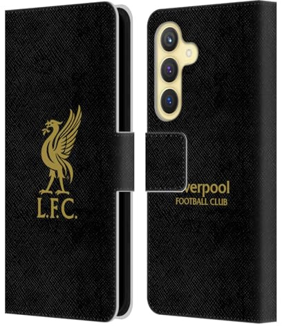 Head Case Designs Offizielle Liverpool Football Club Logo Gold Und Schwarz Liver Bird Leder-Wallet-Hülle Kompatibel mit Samsung Galaxy S24 5G