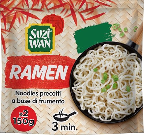 Suzi Wan Ramen, Noodles precotti a base di Frumento, Prodotto tipico Orientale, 12 confezioni da 150g ognuna