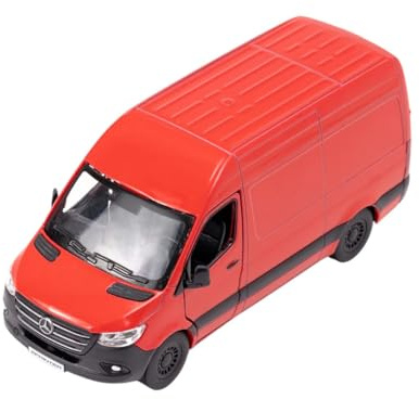 Easy Toys Modellauto kompatibel mit Mercedes Sprinter. Maßstabsgetreuer Spielzeugtransporter mit aufklappbaren Türen. Automodellierung. (Sprinter Rot)