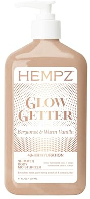 Hempz Glow Getter Body Lotion, Hydrating Moisturizer with Shimmer, 17 oz.