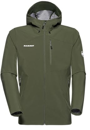 Mammut Outdoor SO Hooded Jacket Men | Softshelljacke für Herren, Winddichte Wanderjacke, Funktionsjacke mit Kapuze, Softshell Multifunktionsjacke, Allwetterjacke, Atmungsaktiv | Dark Marsh, XXL
