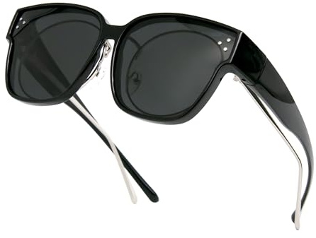 Long Keeper Polarisierte Überzieh Sonnenbrille Damen Herren Winddichte Sonnenbrille Überbrille für Brillenträger Große Sonnenbrille Mode mit UV400 Schutz