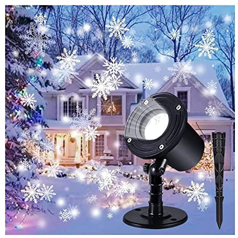 Projecteur de Noël pour extérieur, intérieur, décorations de Noël LED avec flocon de neige blanc étanche pour Noël, vacances, maison, fête