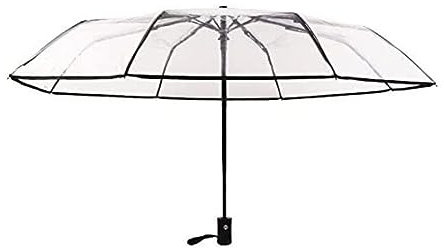MYVVKIA Taschenschirme Transparenter automatischer Regenschirm Winddichter automatischer Klappschirm Schwarzer Regenschirm Männer Frauen Outdoor Reisegeschäft Faltbar Leicht
