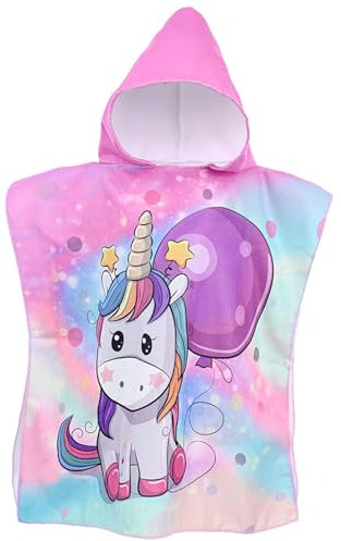 DKDDSSS Poncho de baño para niños, Poncho de baño infantil, toalla de playa de microfibra infantil, poncho con capucha, toalla de piscina, para niños de 2 a 8 años