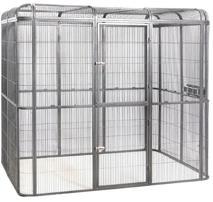 SENY Heavy Duty Large Walk-in Bird Aviary Cage, 79H x 86W x 62D inches, for Parrots, Macaws, Cockatoos, Reptiles, Dogs, Birds Flight Cage. (Silver Black, Wire Size: 0.14)