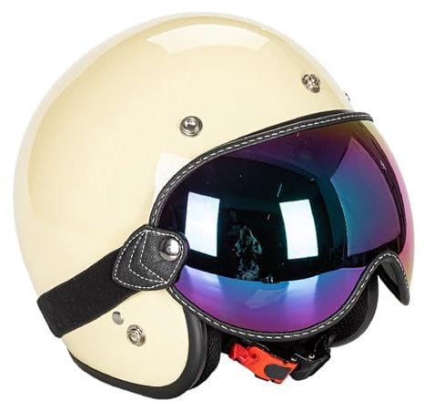 KIMISS Lunettes de Moto Vintage, Lunettes de Protection Motocross, Orange Extérieur (multicolore)